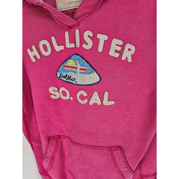 Y2K Hollister Women's Long Sleeve Ruffle Pink Embroidered V-neck Hoodie Size L - Picture 2 of 4